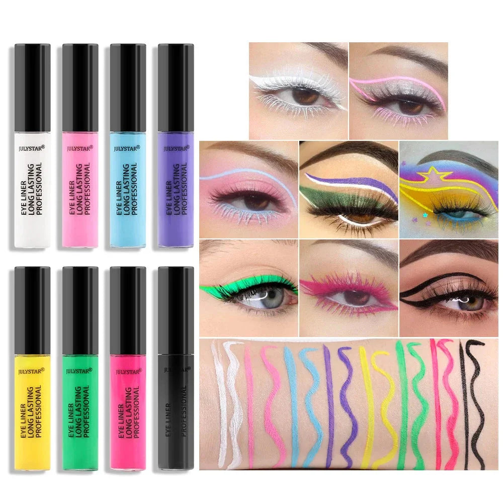 8 Color Eyeliner Liquid Pencil Waterproof Easy to Wear Make up Matte Eye Liner Blue Pink Green White Black Purple Yellow Eyliner